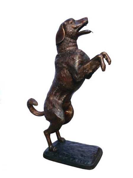 Dog on Base Life-Size Sculpture Bronze Jumping playing Memorial